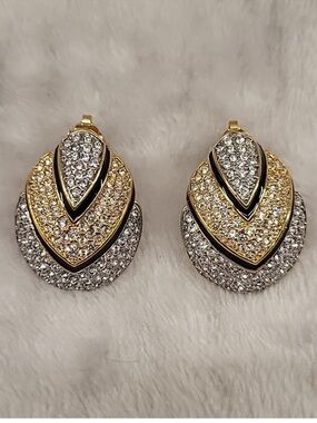 Vintage Butler Fifth avenue Collection Gold & Silver Crystal Teardrop Earrings